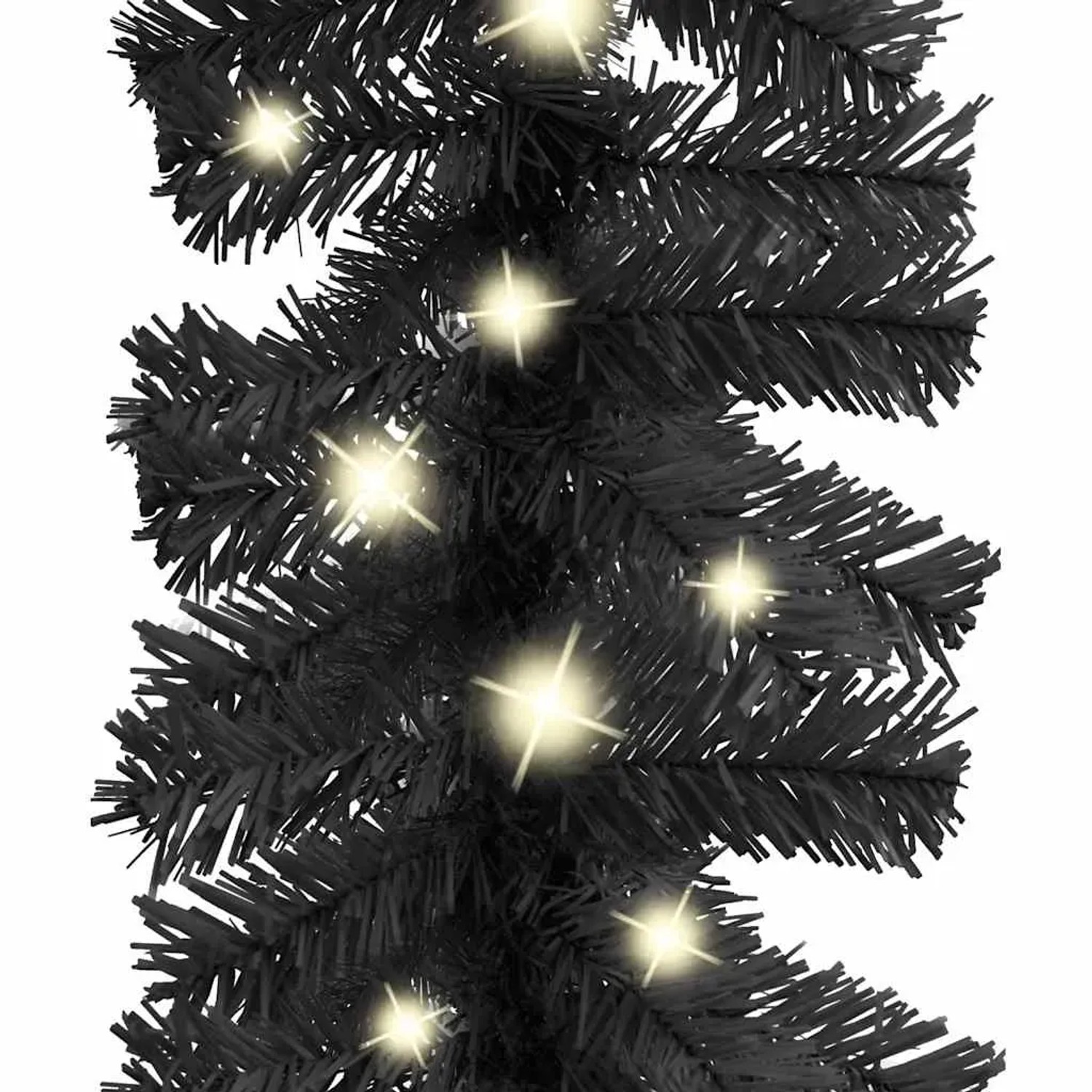 Schwarze vidaXL Weihnachtsgirlande mit LEDs, 20 m, festliche Deko für Innenräume.