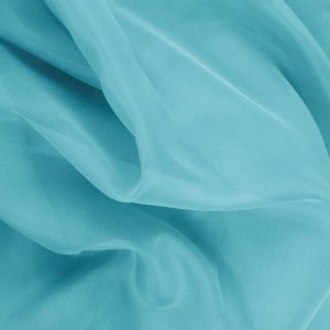 Türkisfarbene Bistrogardine Noella, 160x45 cm, aus Voile mit Ösen für Fenstervorhänge.