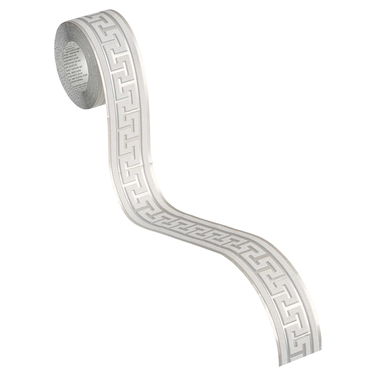 A.S. Création selbstklebende Borte Mäander, 5 m, grau-metallic. Dekorativ und einfach anzubringen.