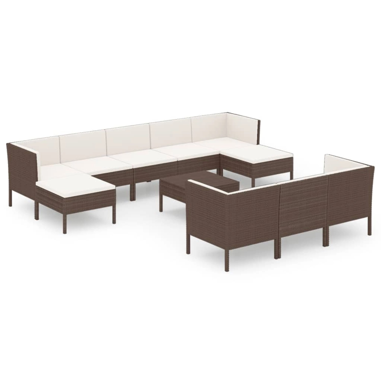 vidaXL 11-tlg Garten-Lounge-Set mit Auflagen Poly Rattan Braun Modell 12