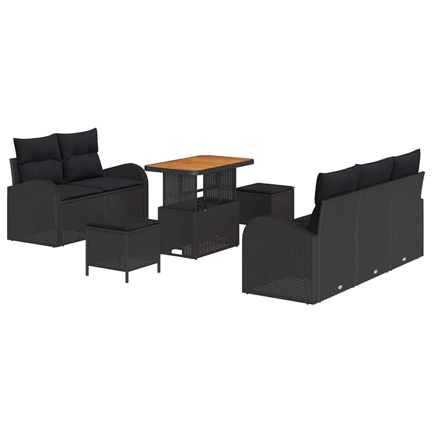 vidaXL Garten-Sofa-Set 8-Tlg Schwarz Poly Rattan 3362339 günstig online kaufen