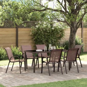vidaXL Stapelbare Gartenstühle 6 Stk Braun Textilene 318785
