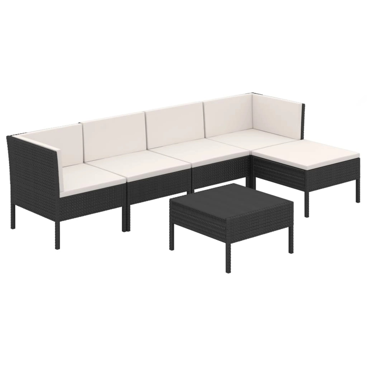 vidaXL 6-tlg Garten-Lounge-Set mit Auflagen Poly Rattan Schwarz Modell 42