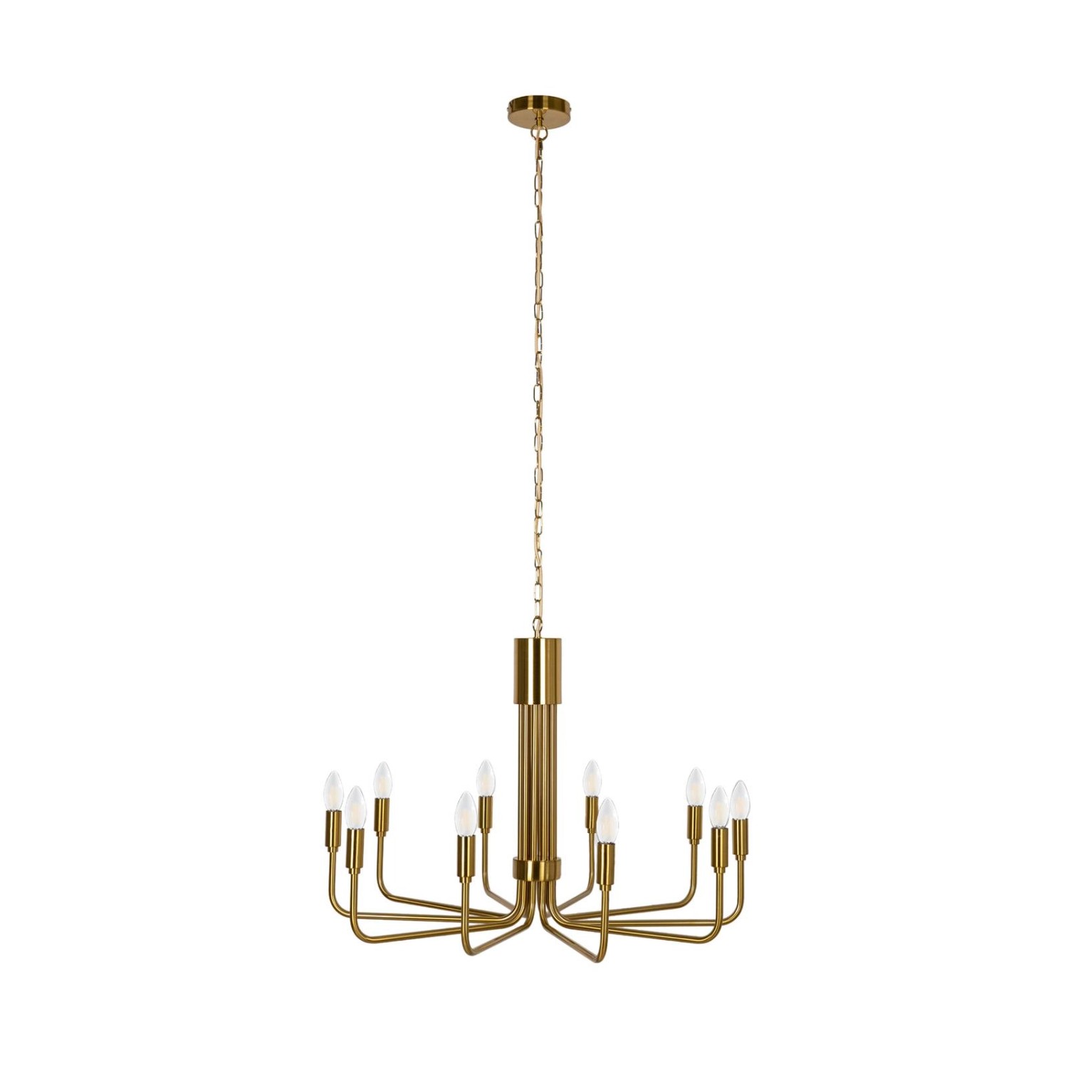 Lindby Kronleuchter Elanova 9639658 Retro Vintage Antik in Gold Messing aus Metall 10-flammig E14 Wohnzimmerleuchte