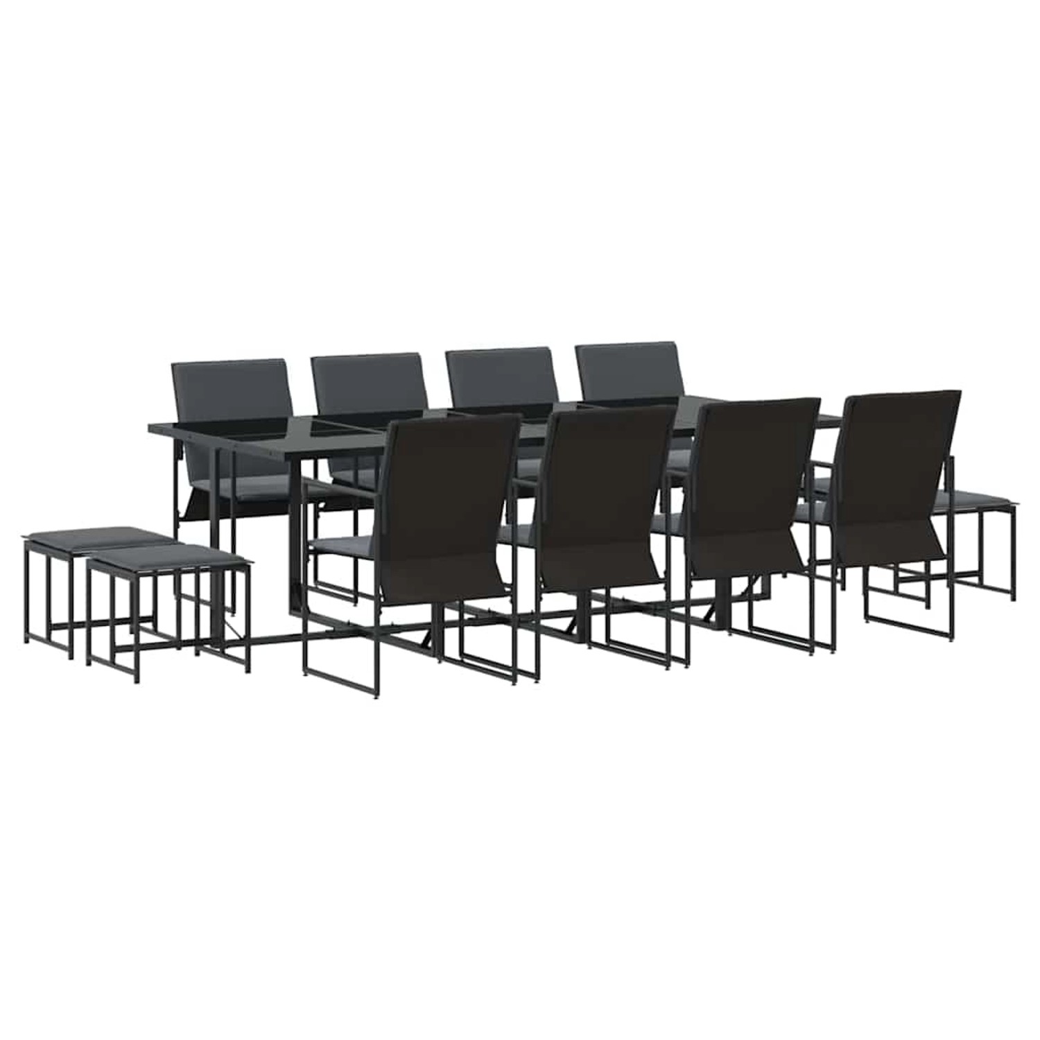 vidaXL Garten Essgruppe 13-Tlg Schwarz Stahl 3335865 günstig online kaufen