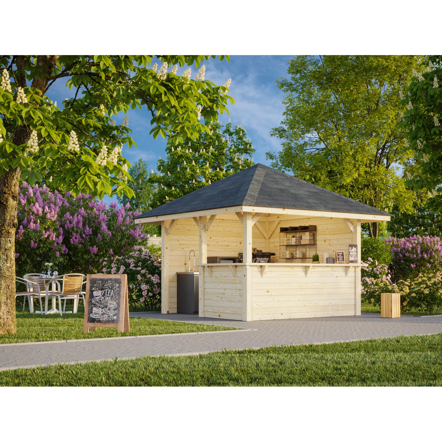 Palmako Pavillon Bianca Set 103 300 x 300 cm Lackiert Weiß FSC® günstig online kaufen