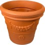 Mein-Pflanztopf Rom, terrakottafarbener Pflanztopf aus Kunststoff, Ø 55cm, mit mediterranem Dekor.