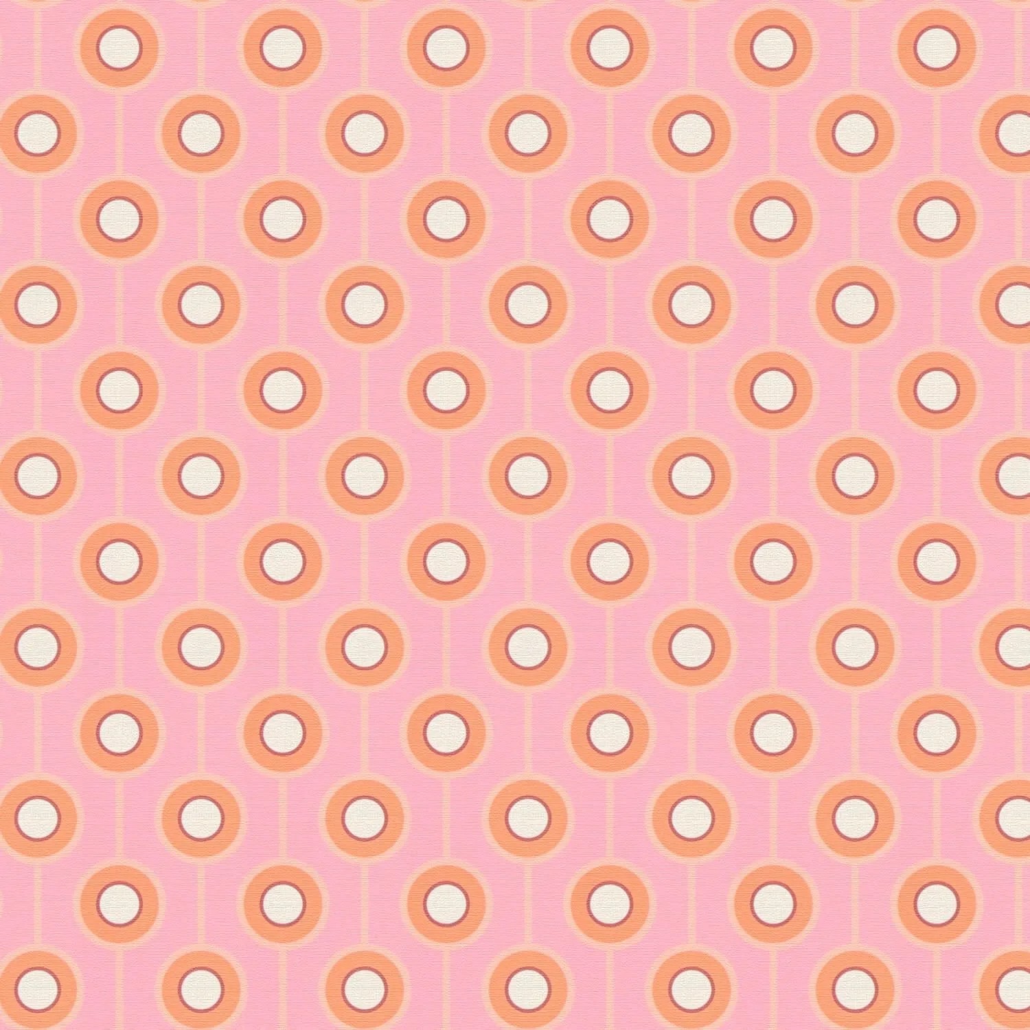 PROFHOME 395373-GU Retro Tapete Geometrisch Rosa Orange Beige Creme-Weiß 0,53 m x 8,50 m 4,50 m2