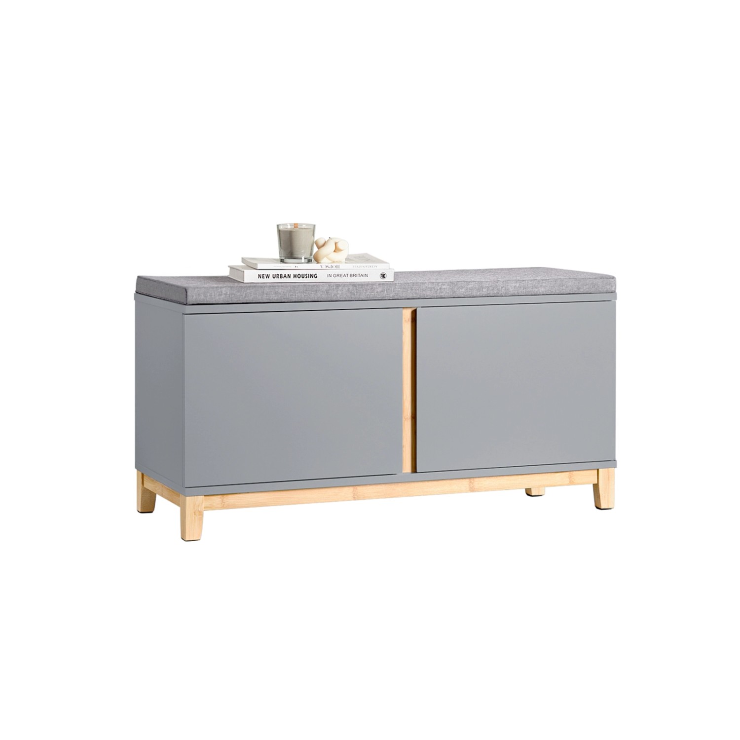 SoBuy Schuhbank mit Sitzfläche Sitzbank mit Stauraum Hellgrau FSR117-HG günstig online kaufen