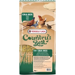 Versele-Laga Küken- & Wachtel-Futter Gra-Mix, 4kg Sack mit Geflügel-Abbildung.