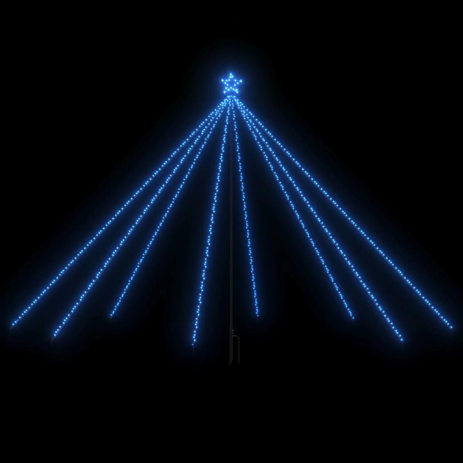 Blaue vidaXL LED Lichterkette für Weihnachtsbaum, 3,6m hoch, mit Stern für Innen und Außen.