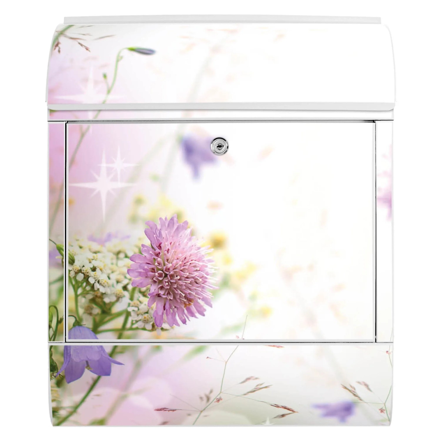 Produktbild von Banjado Design Briefkasten Personalisiert 38,5x46,5x13cm & 2 Schlüssel - Briefkasten Stahl Weiß Zeitungsfach Pulverbeschichtet - Postkasten A4 Einwurf Inkl. Montagematerial - Motiv Briefkasten Gelb
