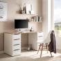 PROREGAL Schreibtisch Kangaroo, Eiche/Weiß, mit 8 Schubladen für Büro/Homeoffice.
