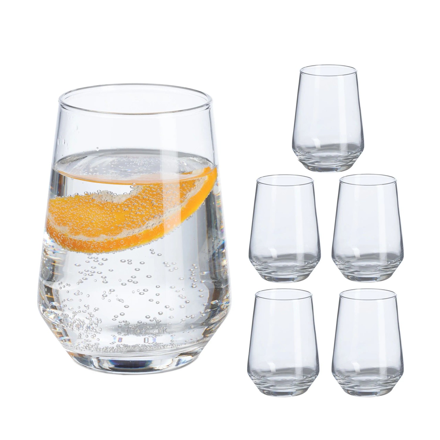 Relaxdays Trinkgläser 6er Set Glas Transparent Spülmaschinengeeignet 11,5 cm x 8,5 cm