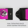 Pinkes PETSATION Katzenhalsband mit schwarzem Sicherheitsverschluss und Glöckchen für maximale Sicherheit.