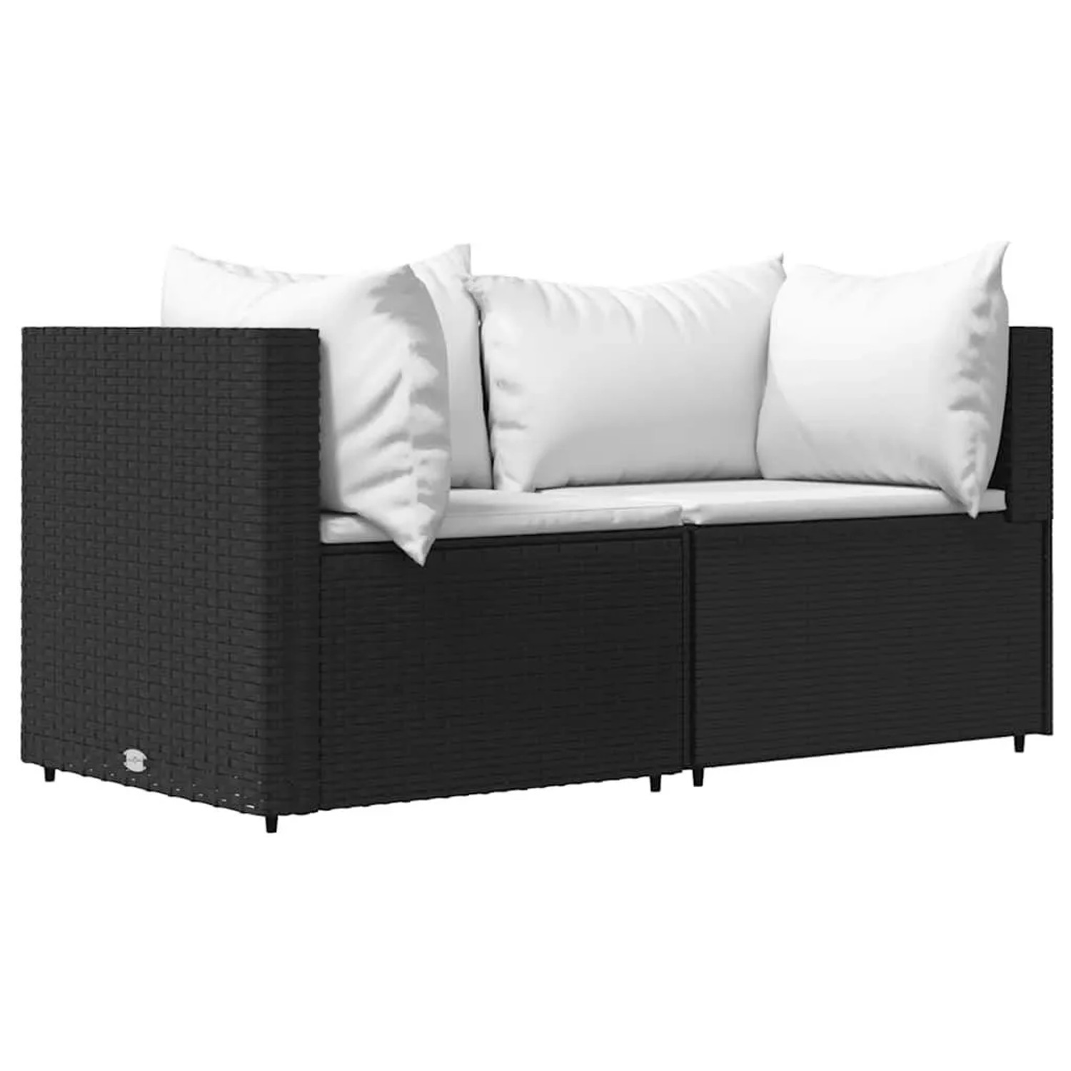 vidaXL Garten-Ecksofas mit Kissen 2 Stk Schwarz Poly Rattan 319730