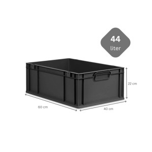 PROREGAL SparSet 10x Eurobox Nextgen Grip Mit Auflagedeckel Und Blauen Verschlüssen HxBxT 22x40x60cm 44 Liter Schwarz Griffe Geschlossen