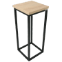 Holz4home Blumenständer Sonoma Eiche, 50 cm, mit schwarzem Metallgestell.