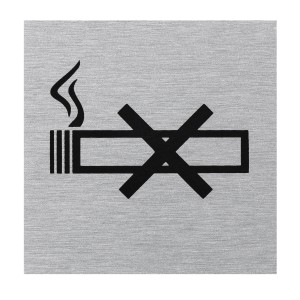 Selbstklebendes Aluminium Hinweisschild „Nicht Rauchen“ mit Piktogramm.