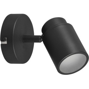 Schwarze, matte Trio Wandleuchte Angelo mit verstellbarem Spot für Bad und Wohnraum.