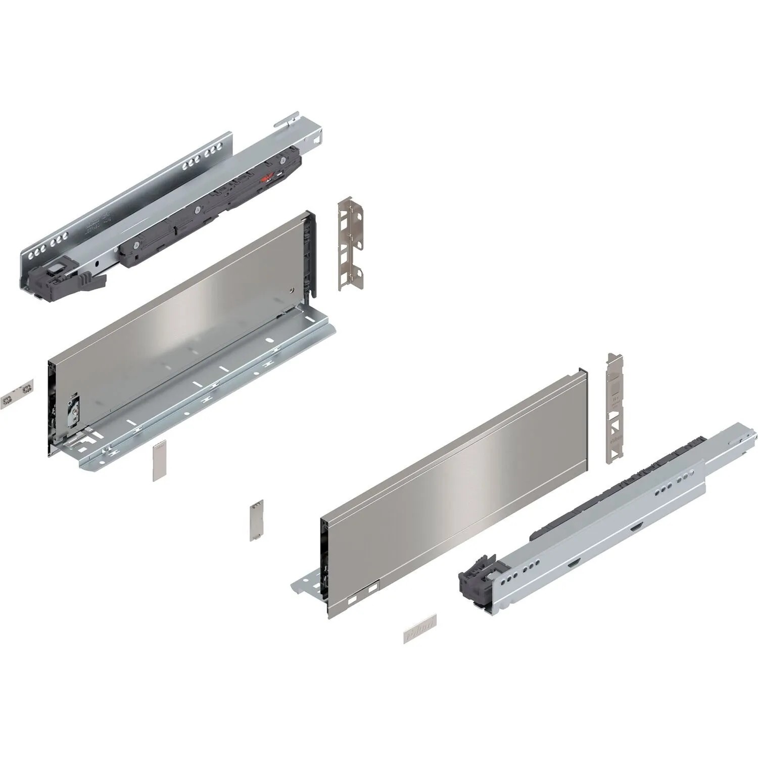 Blum Legrabox Pure Set Höhe K Tip-On Vollauszug 400 mm 40 kg Inox 1 Paar
