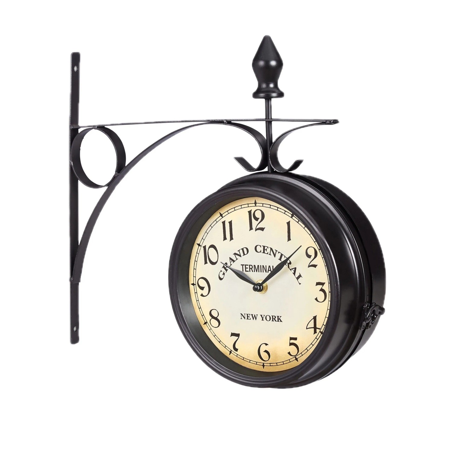 Relaxdays Bahnhofsuhr Eisen Glas Schwarz Doppelseitig Batteriebetrieben 35 cm x 35 cm x 10 cm 1,2 kg