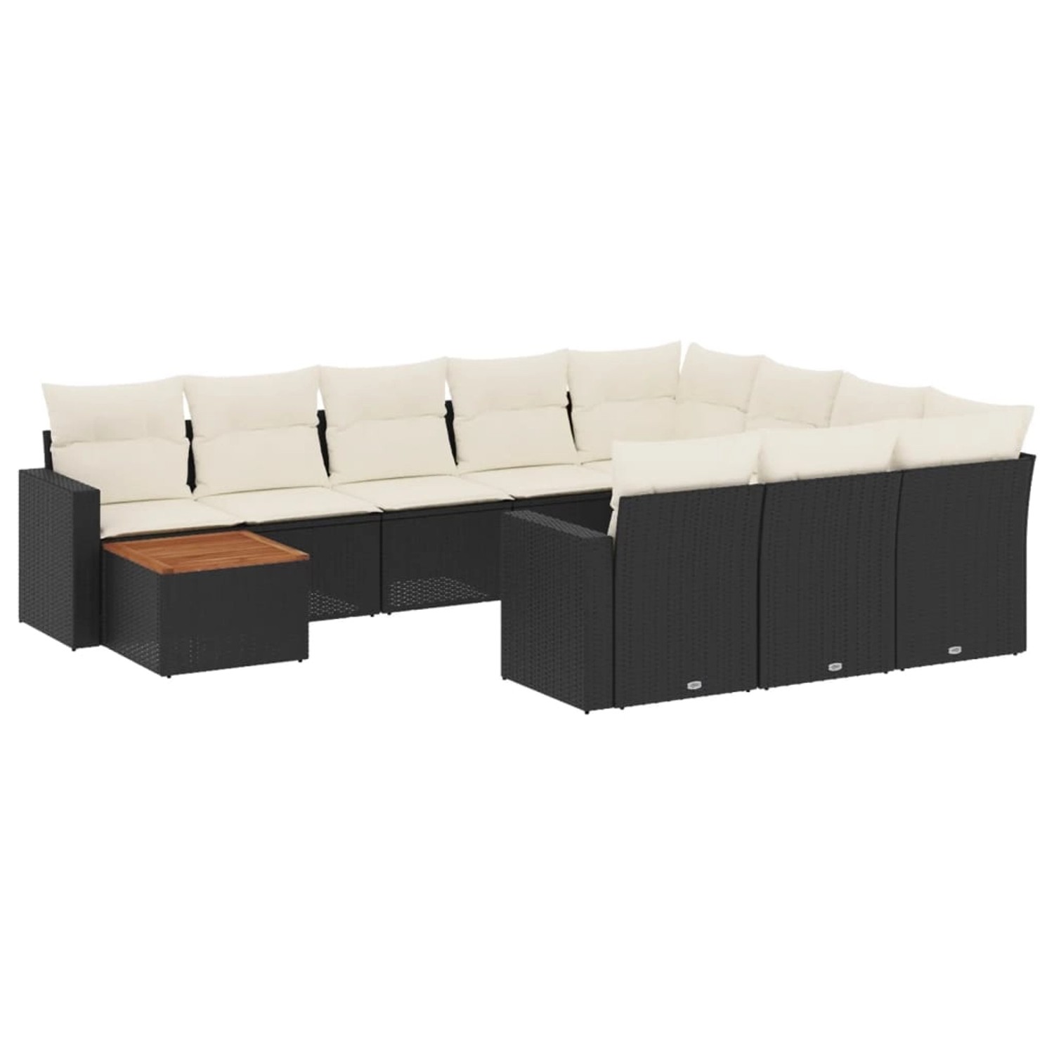 vidaXL 11-Tlg Garten-Sofagarnitur mit Kissen Schwarz Poly Rattan 3256637 günstig online kaufen