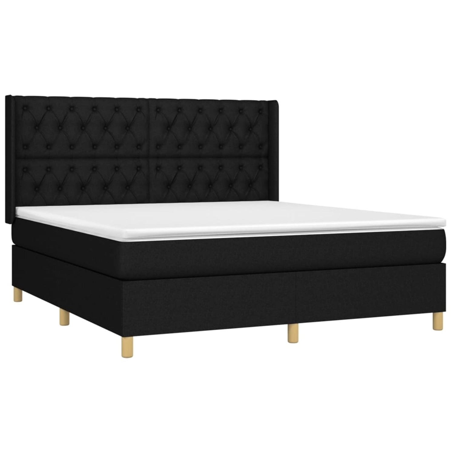 vidaXL Boxspringbett mit Matratze & LED Schwarz 160x200 cm Stoff 3139127 günstig online kaufen