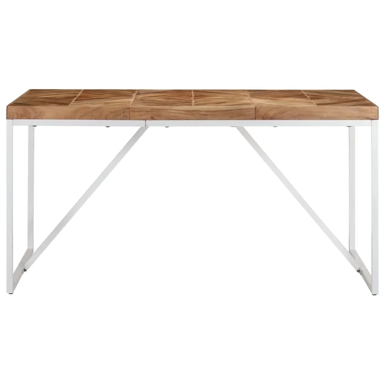 vidaXL Esstisch aus Akazie/Mango mit Mosaikmuster und weißem Metallgestell.