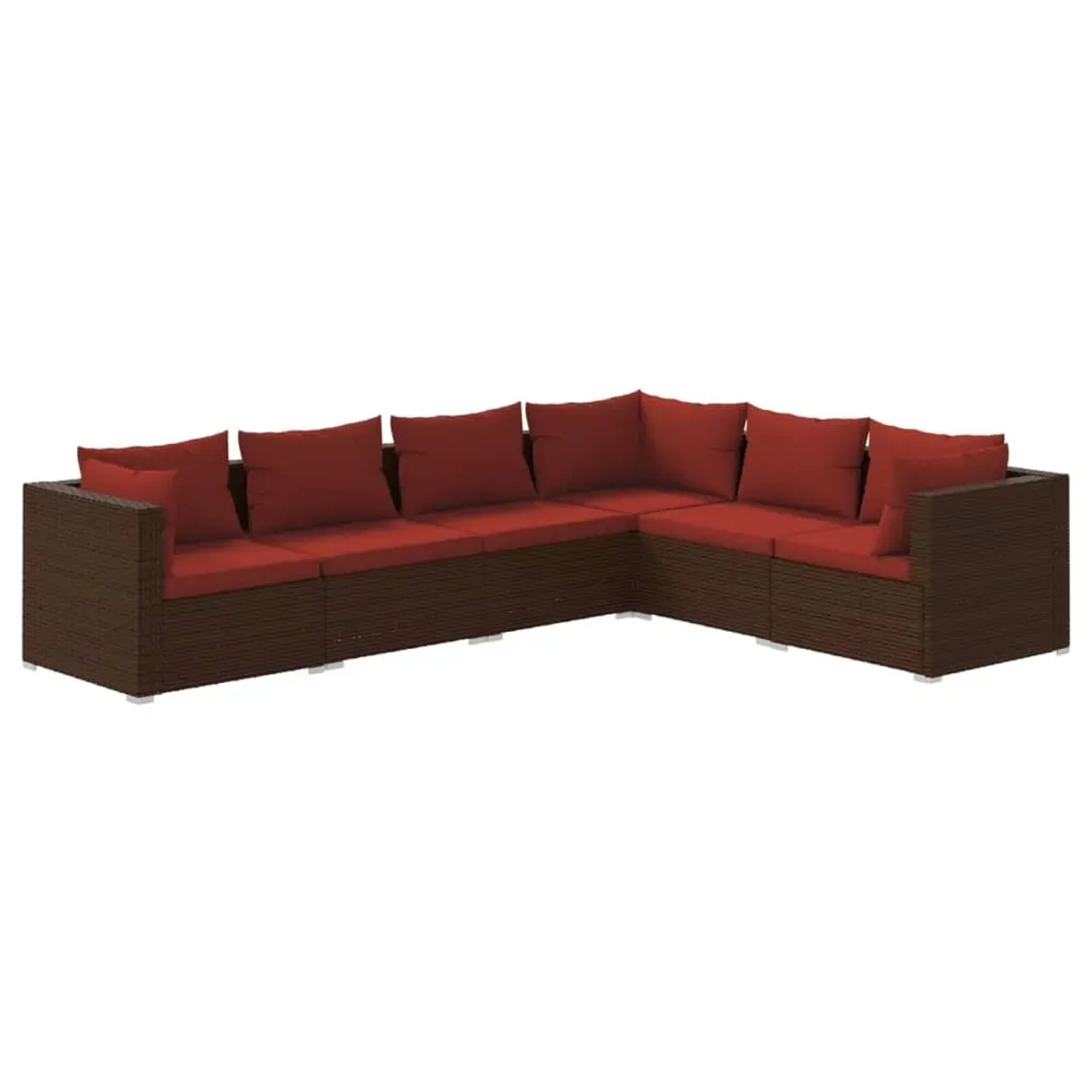 vidaXL 6-Tlg Garten-Lounge-Set mit Auflagen Poly Rattan Braun 3101715
