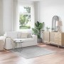 Grauer, quadratischer vidaXL Shaggy Teppich (160x160 cm) mit Anti-Rutsch-Basis im modernen Wohnzimmer. Weicher Hochflorteppich.