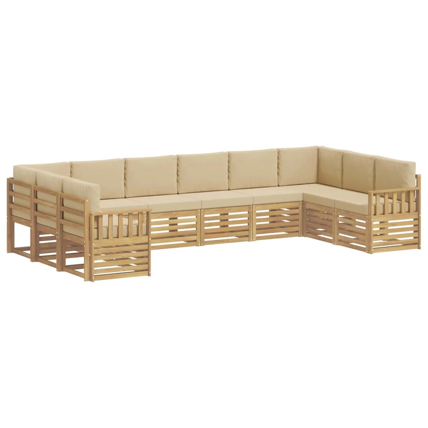vidaXL Outdoor-Sofagarnitur 7-Tlg Weiß und Beige 363 x 187,5 x 73 cm 3392578