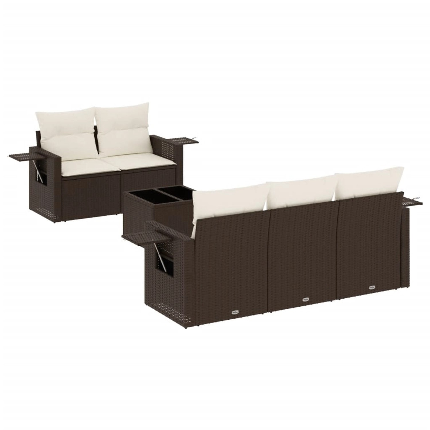 vidaXL 6-Tlg Garten-Sofagarnitur mit Kissen Braun Poly Rattan 3252240 günstig online kaufen