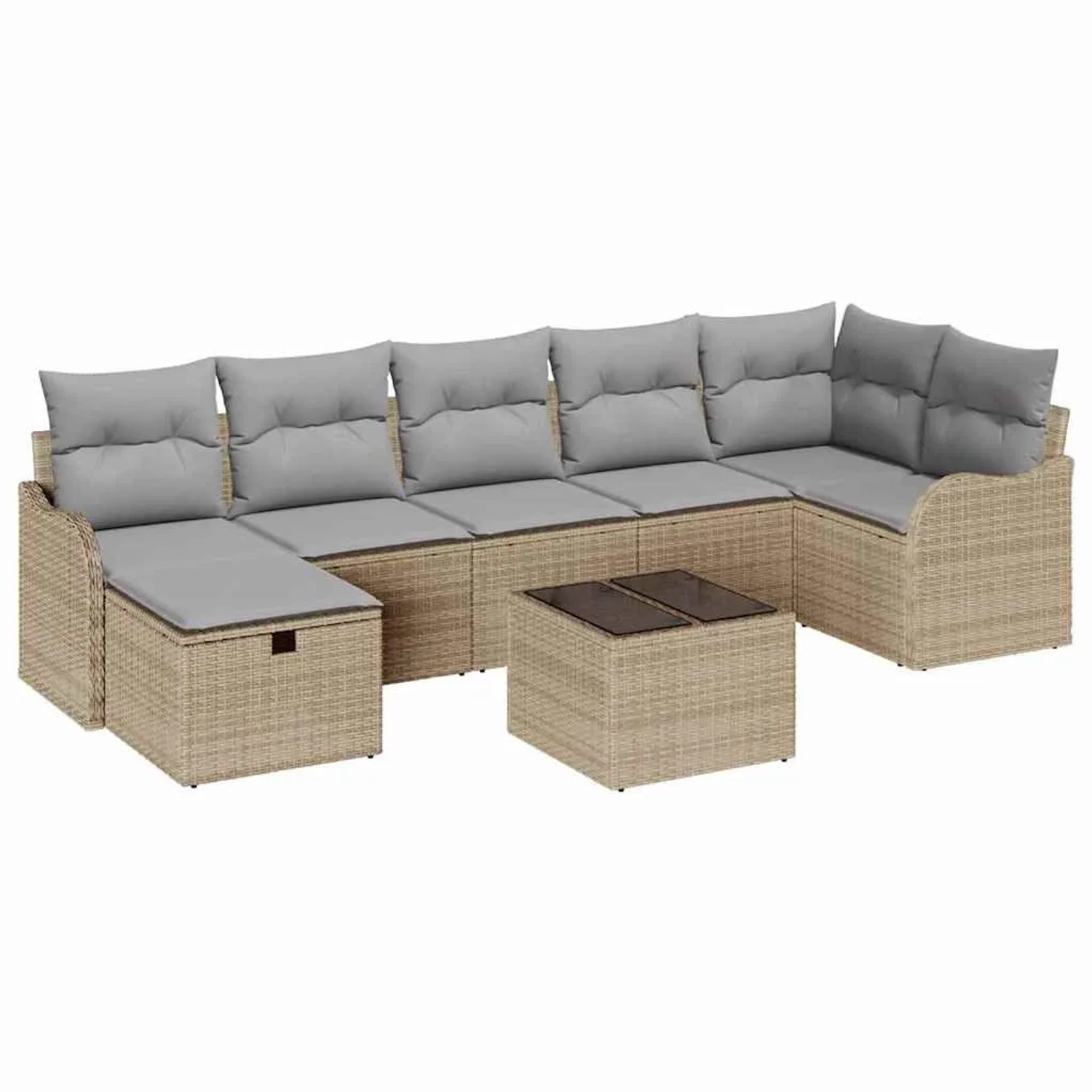 vidaXL Sofa Set mit Kissen mit Speicher Beige und Hellgrau Poly-Rattan 3359 günstig online kaufen