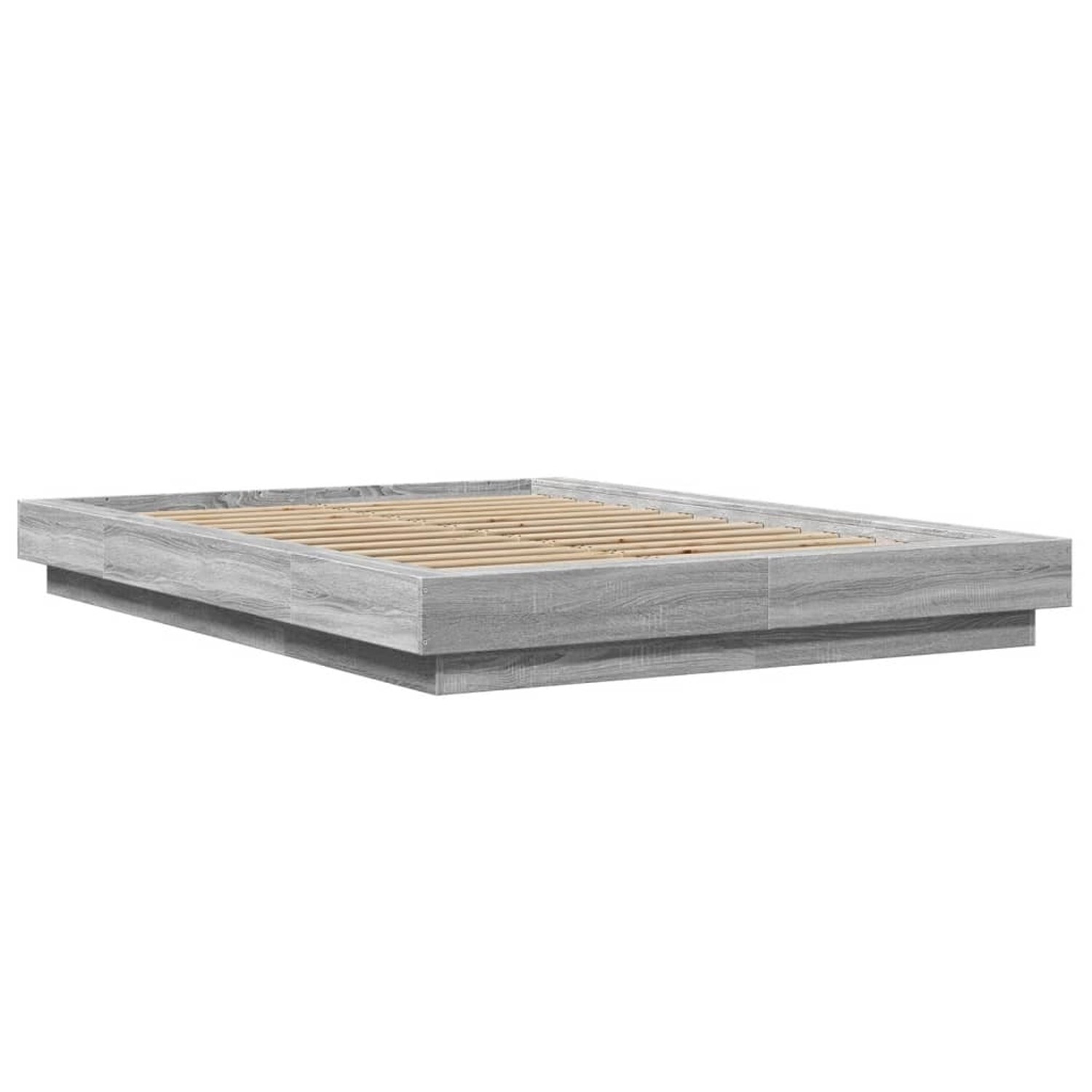 vidaXL Bettgestell mit LED Grau Sonoma 135x190 cm Holzwerkstoff 3281138 günstig online kaufen