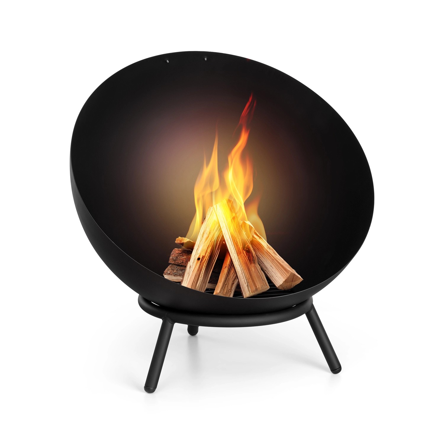 Blumfeldt Fireball Feuerschale Ø 66 cm Kippbar 2 mm Stahl Horizontal Kohlerost Diagonal Schwarz