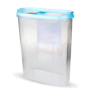 Bestlivings Schüttdose 2,8L, Frischhaltebox aus Kunststoff mit türkisfarbenem Deckel.