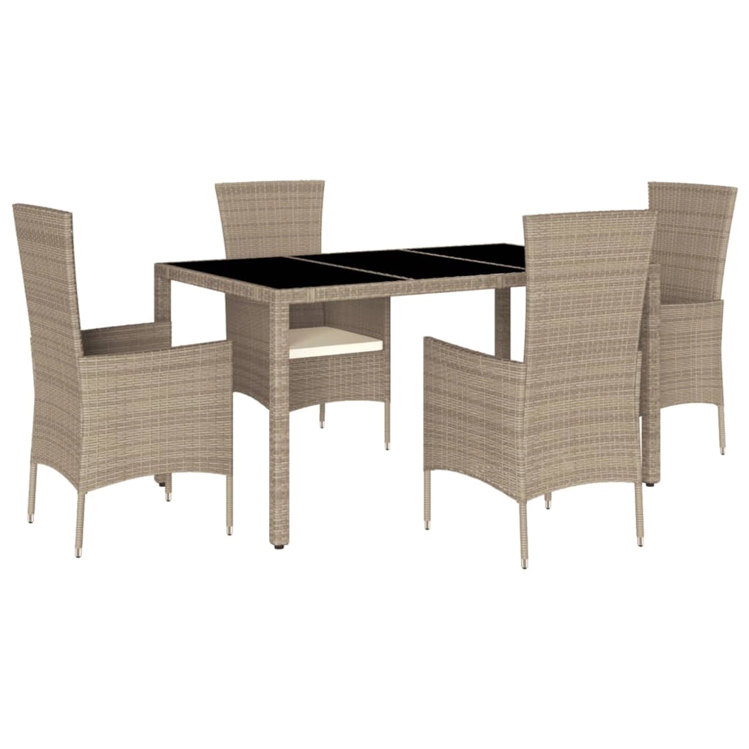 vidaXL 5-Tlg Garten-Essgruppe mit Kissen Beige Poly Rattan 3277571 günstig online kaufen