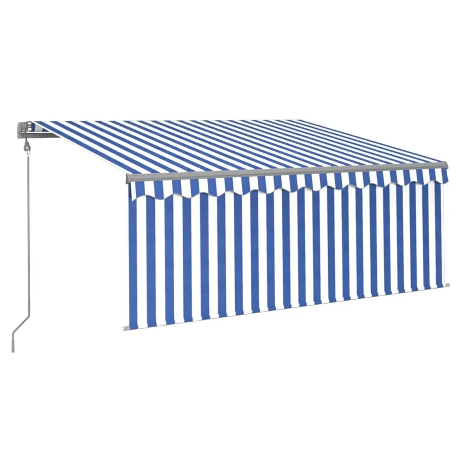 vidaXL Markise Automatisch mit Rollo LED Windsensor 3,5x2,5m Blau Weiß 3069411