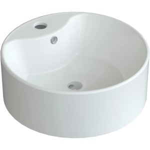 Rundes, weißes Aquabatos Aufsatzwaschbecken aus Keramik, 41x15 cm, für Bad oder Gäste-WC.