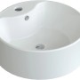 Rundes, weißes Aquabatos Aufsatzwaschbecken aus Keramik, 41x15 cm, für Bad oder Gäste-WC.