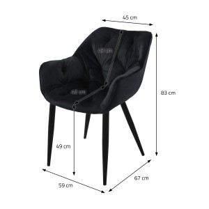 ML-Design Esszimmerstuhl 6er Set, schwarz, Samt, mit Maßangaben.