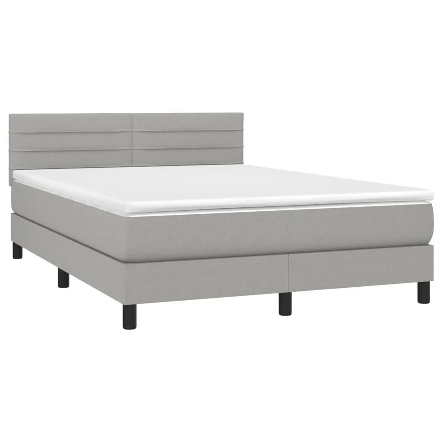 vidaXL Boxspringbett mit Matratze & LED Hellgrau 140x190 cm Stoff 3133229 günstig online kaufen