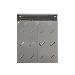 PROREGAL Robuste Wertstoffsammlstation 3 Fach Einwurf 300 Liter HxBxT 118,5 x 89 x 50 cm Verzinkter Stahl Eisenglimmer