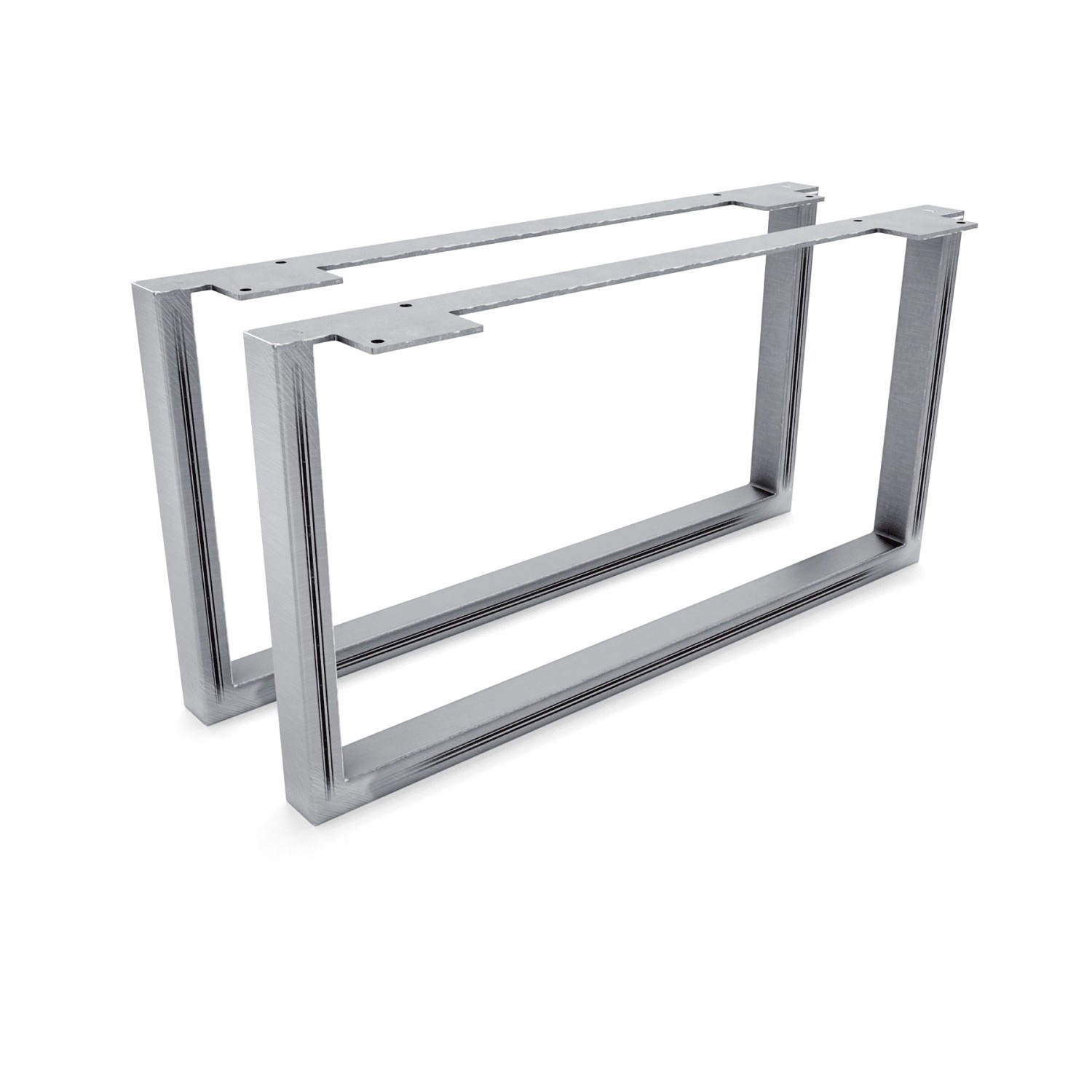 HEVVA Möbelfüße GRAZ 25 cm Hoch 50 cm Tief 2er Set Rohstahl-Klarlack