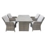 Green Spirit Rattan Gartenmöbel Set Ria, 5-teilig, grau-braun mit Tischplatte in Steinoptik und bequemen Polstern.