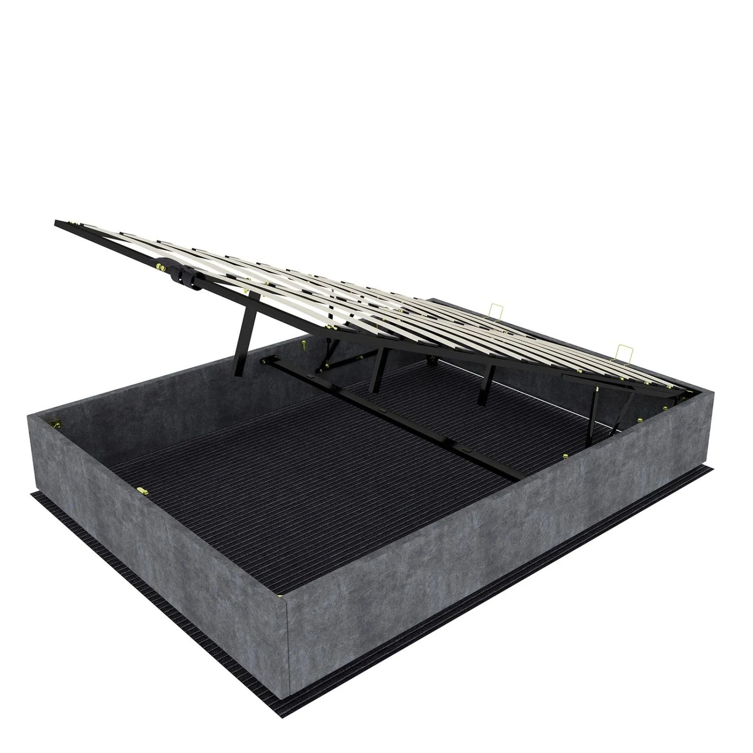 okwish Bettgestell 140x200cm mit Hydraulik Samt Schlafzimmer Grau ohne Matratze