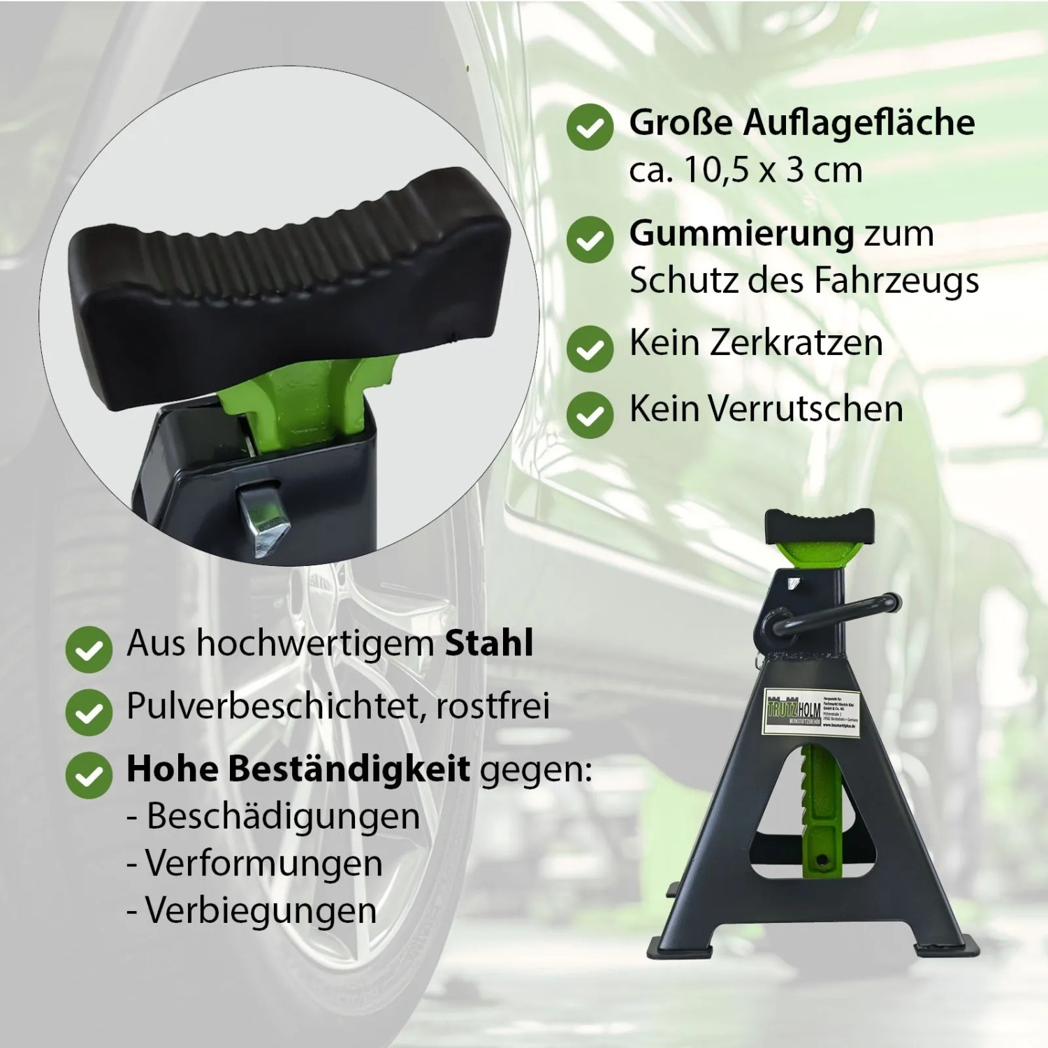 TRUTZHOLM Unterstellbock, 6t Traglast, höhenverstellbar (380-600mm), Stahl, für Autoreparatur & Wartung.