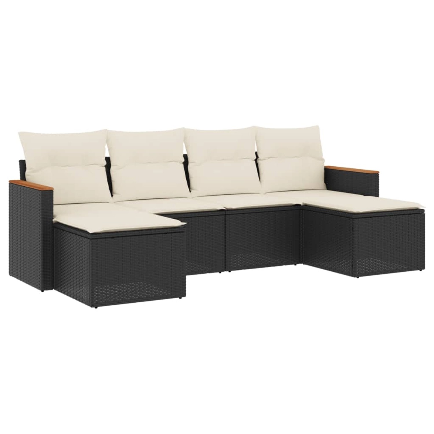 vidaXL 6-Tlg Garten-Sofagarnitur mit Kissen Schwarz Poly Rattan 3226217 günstig online kaufen