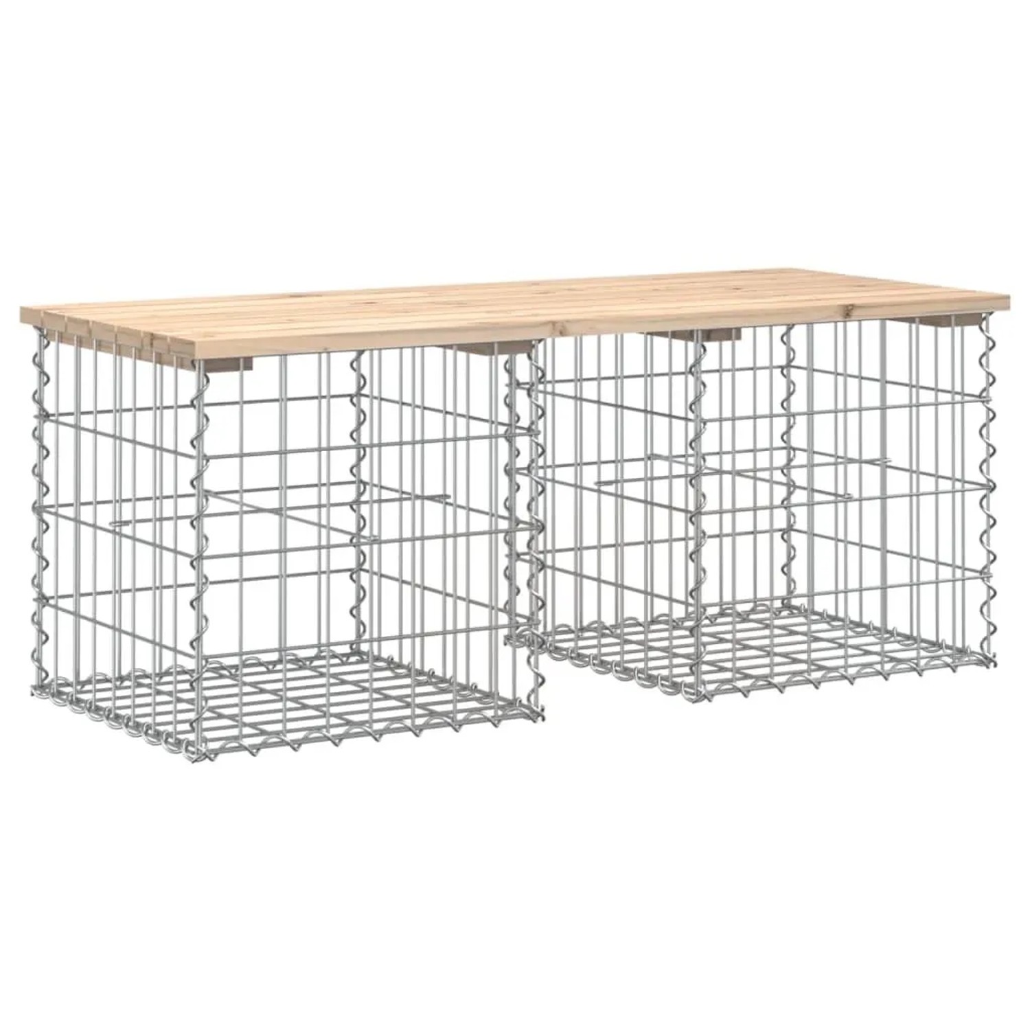DELUKE Gartenbank Gabionen BIKS Aus Stahl 103x44x42cm Kiefernholz Natur Gabionenbank Gabionengitter Ziergabione